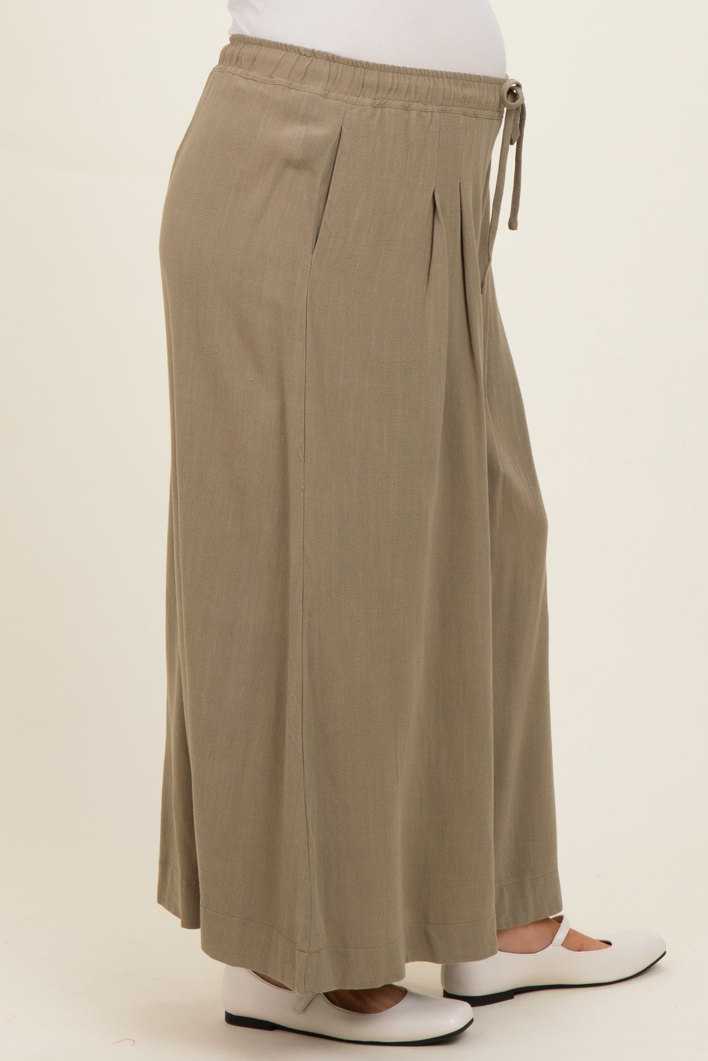 Cactus Elastic Waist Wide Leg Culottes Maternity Pants
