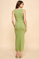 Olive V-Neck Tank Maxi Dress