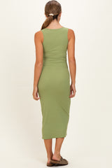 Olive V-Neck Tank Maternity Maxi Dress