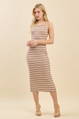 Hazel Wood Striped Crisscross Back Maternity Dress