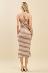 Hazel Wood Striped Crisscross Back Dress