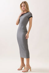 Heather Grey Colorblock Trim Midi Dress