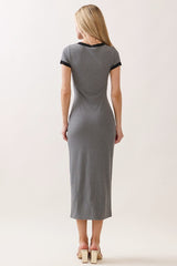 Heather Grey Colorblock Trim Midi Dress