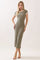 Faded Olive Colorblock Trim Midi Dress