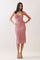 Smoke Rose Mesh Front Tie Midi Dress