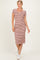 Light Pink Striped Henley Midi Dress