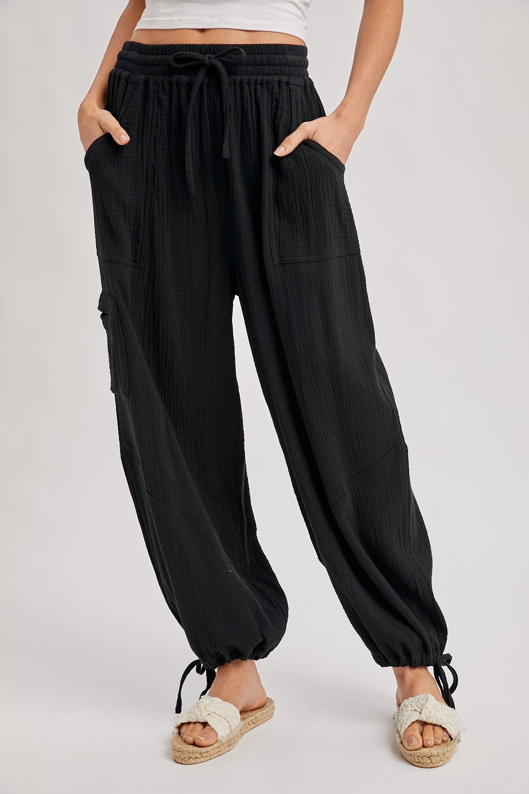 Black Tie Hem Pants