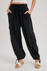 Black Tie Hem Pants