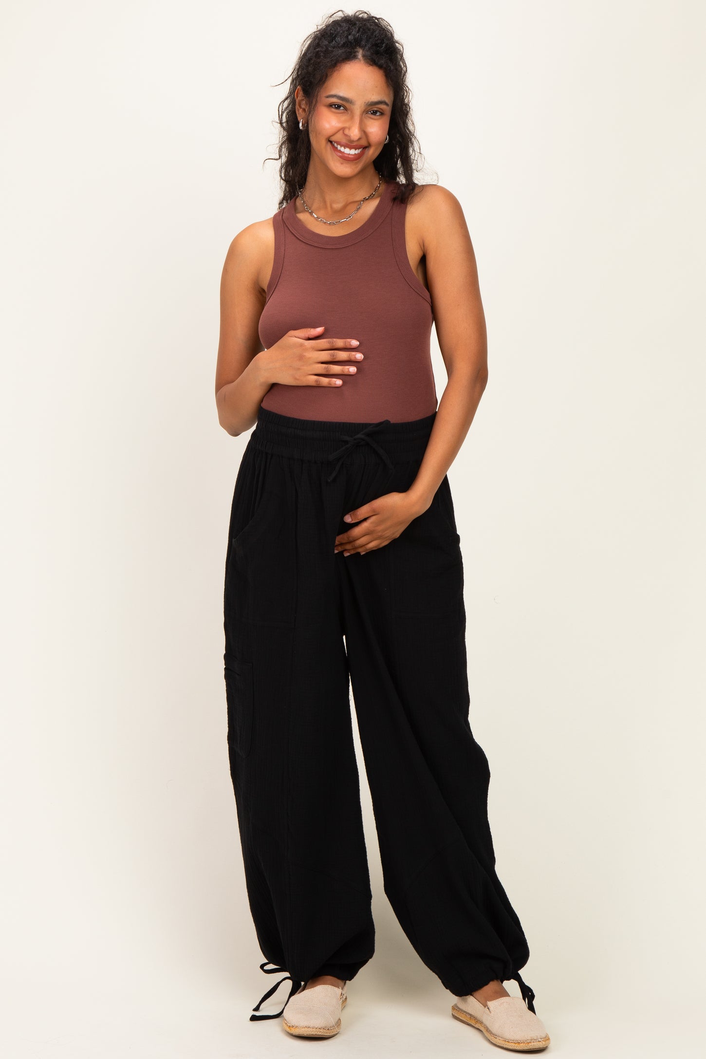 Black Tie Hem Maternity Pants