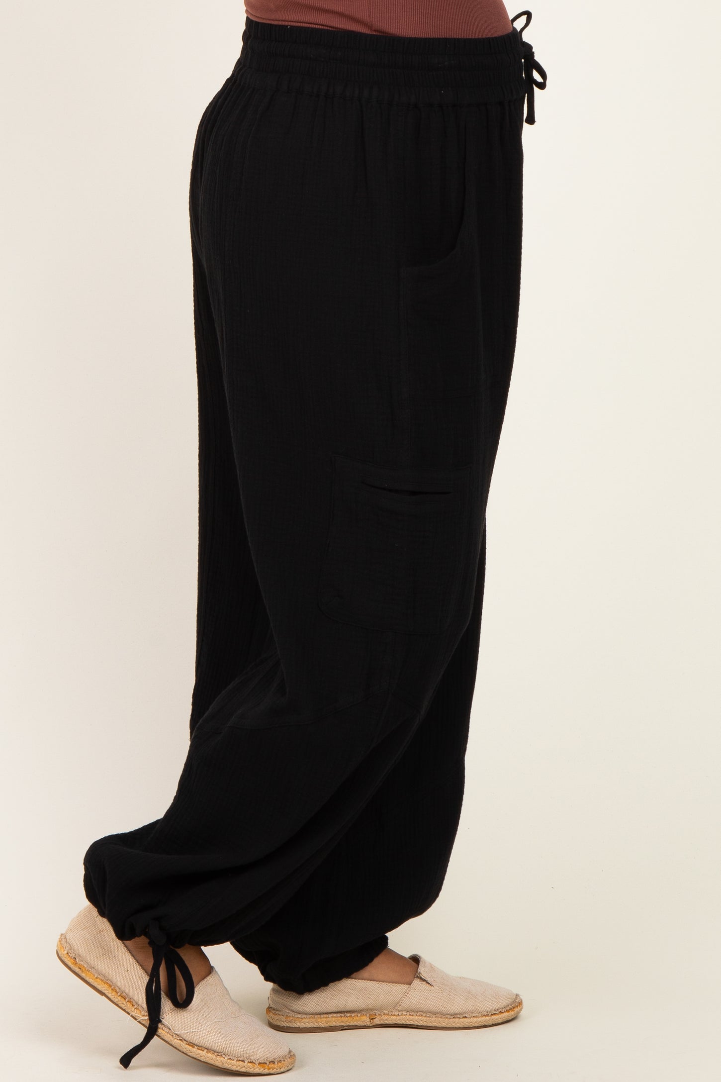 Black Tie Hem Maternity Pants