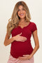 Merlot Short Sleeve Maternity Henley Top