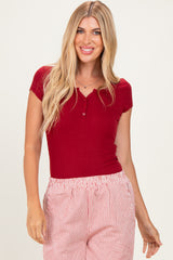 Merlot Short Sleeve Henley Top