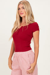 Merlot Short Sleeve Henley Top