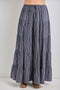 Navy Plaid Drawstring Tiered Midi Skirt