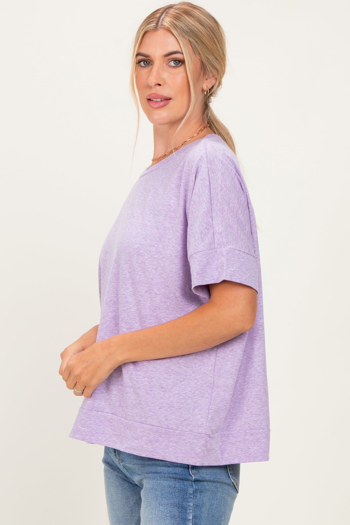 Lavender Oversized Short Sleeve Top