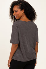 Black Charcoal Relaxed Fit Short Sleeve Top