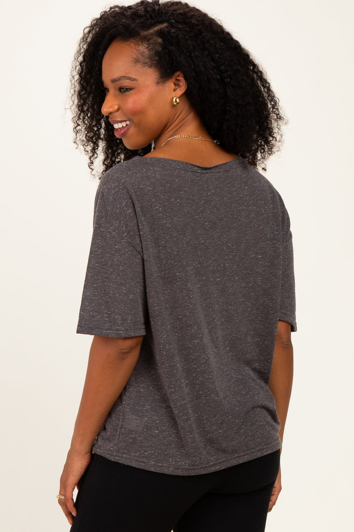 Black Charcoal Relaxed Fit Short Sleeve Top