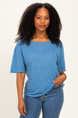 Blue Relaxed Fit Short Sleeve Maternity Top