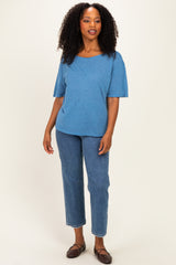 Blue Relaxed Fit Short Sleeve Top