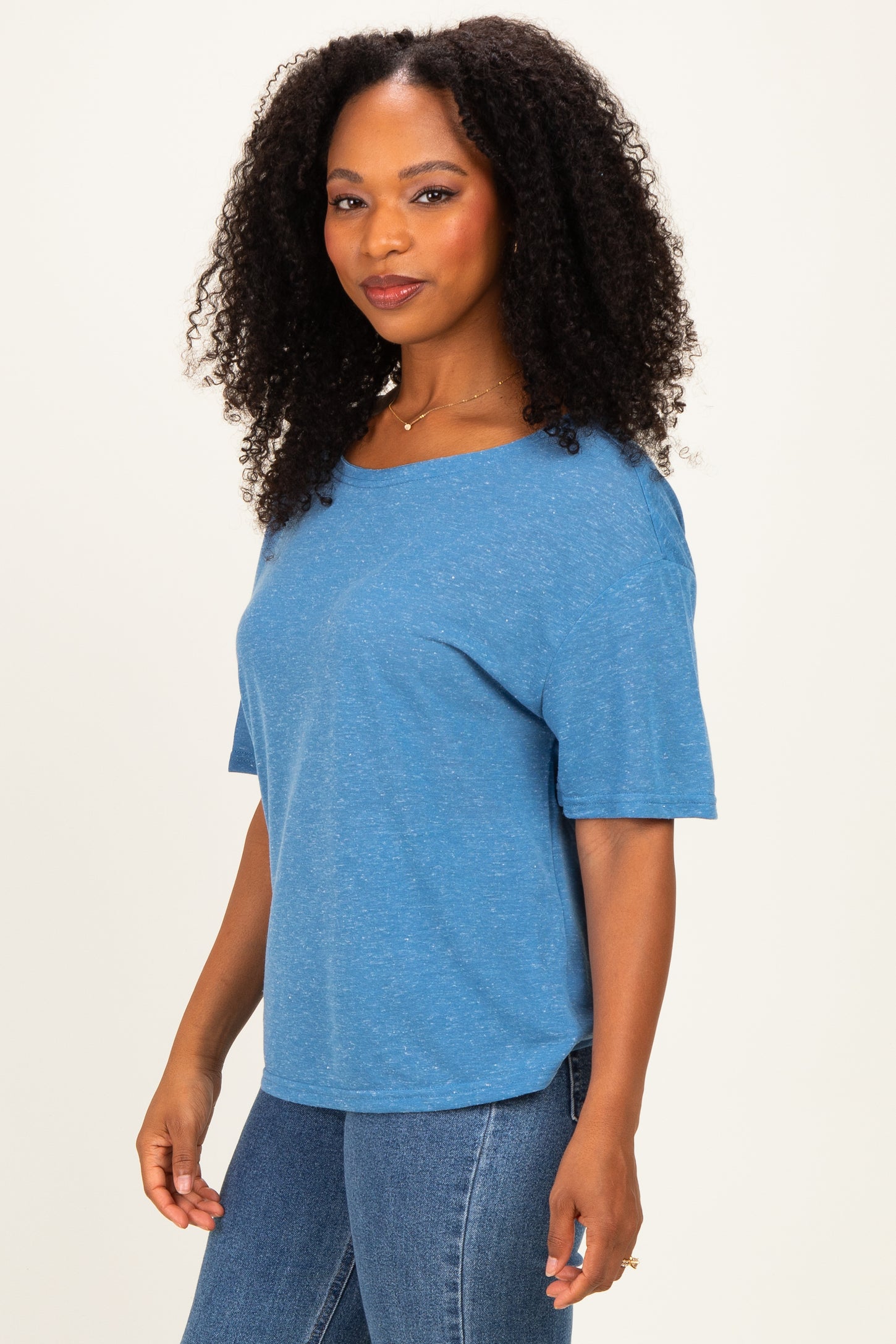 Blue Relaxed Fit Short Sleeve Top