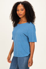 Blue Relaxed Fit Short Sleeve Top