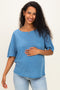 Blue Relaxed Fit Short Sleeve Maternity Top