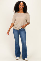 Light Olive Relaxed Fit Short Sleeve Top