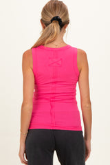 Fuchsia Ribbed High Neck Maternity Tank Top
