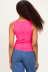 Fuchsia Ribbed High Neck Tank Top