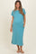 Dusty Teal Pocket Front Maternity Midi T-Shirt Dress