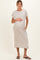 Sand Beige Pocket Front Maternity Midi T-Shirt Dress