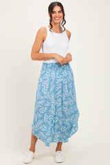 Light Blue Printed Smocked Waistband Skirt