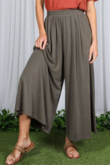 Olive Cropped Wide Leg Maternity Pants