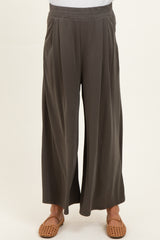 Olive Cropped Wide Leg Maternity Pants