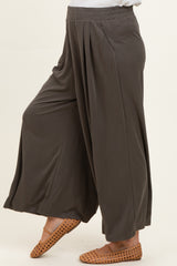 Olive Cropped Wide Leg Maternity Pants
