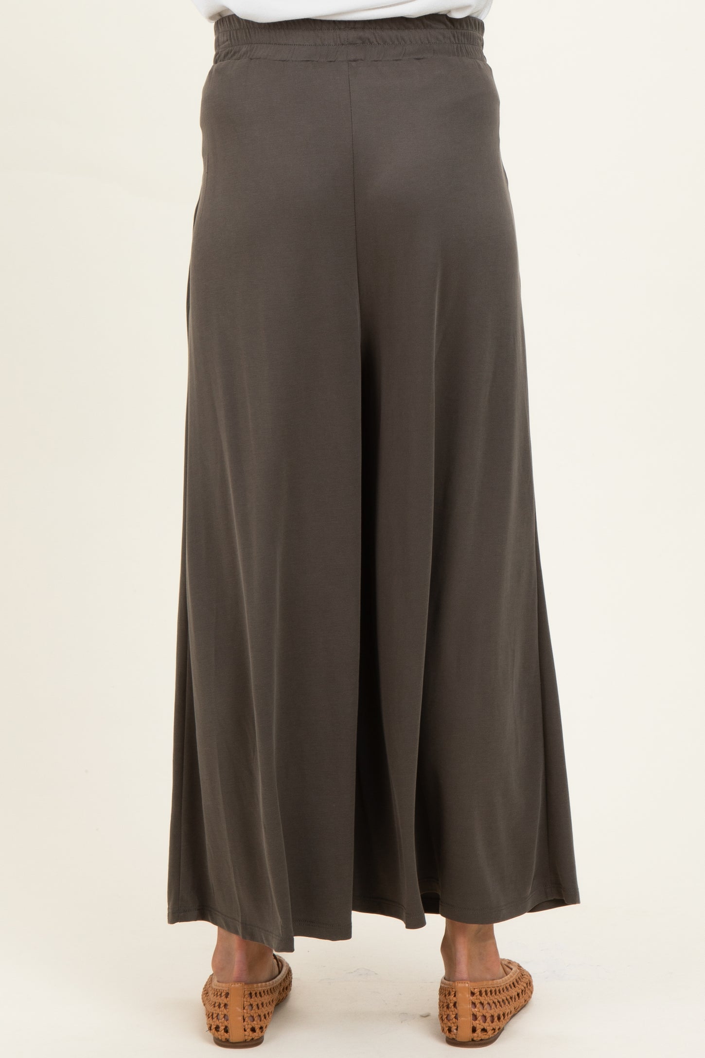 Olive Cropped Wide Leg Maternity Pants