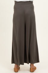 Olive Cropped Wide Leg Maternity Pants