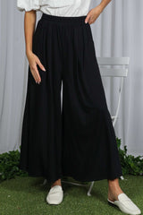 Black Cropped Wide Leg Maternity Pants