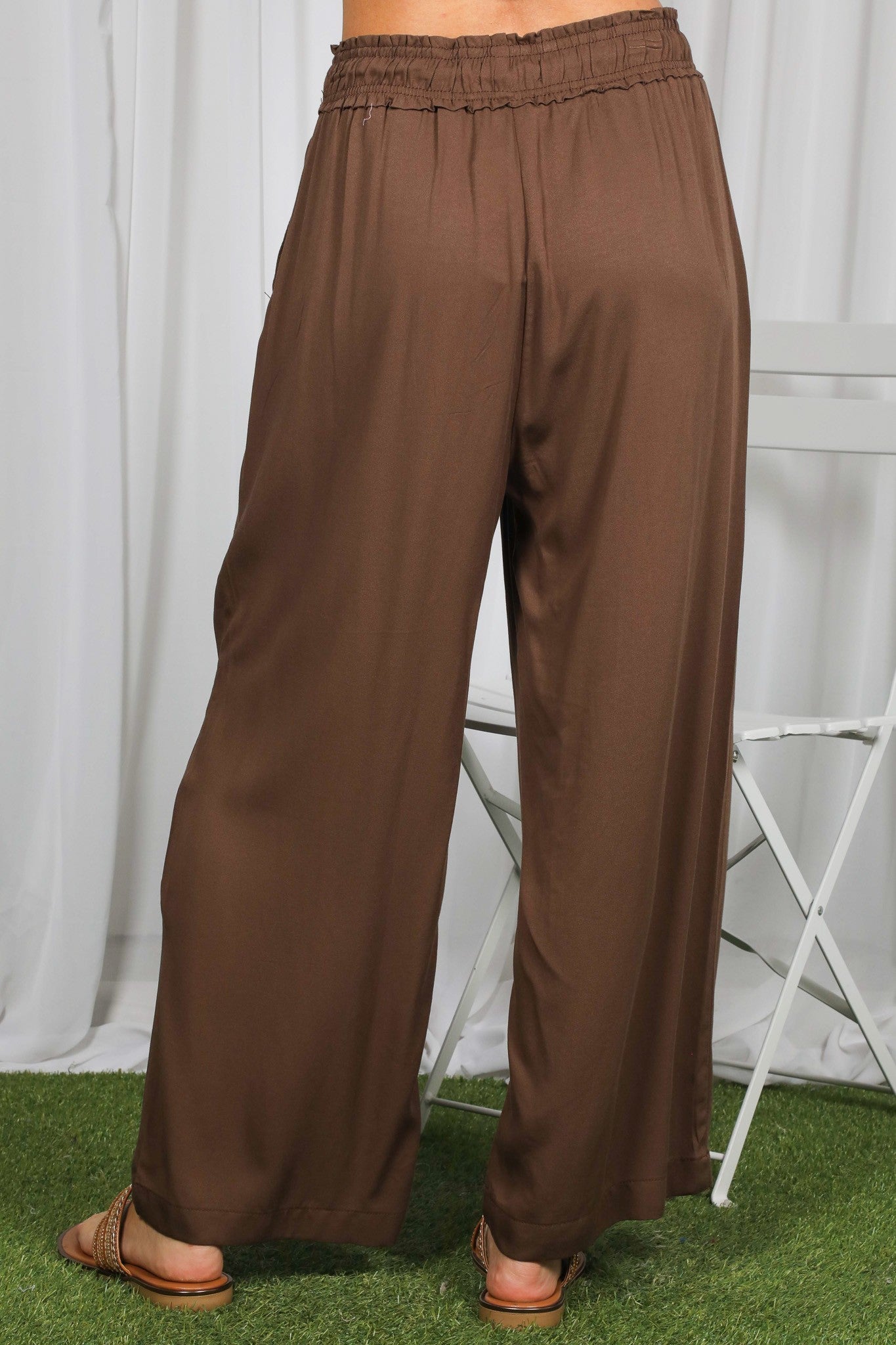 Brown Drawstring Waistband Pants