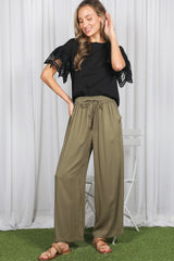 Olive Drawstring Waistband Maternity Pants