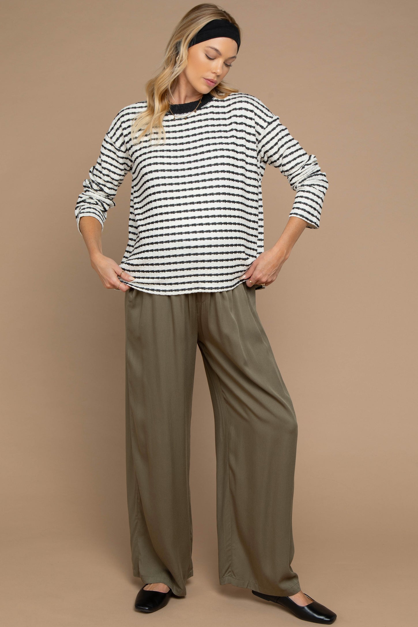 Olive Drawstring Waistband Maternity Pants