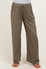 Olive Drawstring Waistband Maternity Pants