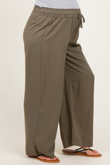 Olive Drawstring Waistband Maternity Pants