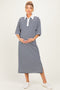 Navy Striped Oversized Maternity Polo Dress