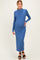 Navy Ruffle Mock Neck Long Sleeve Maternity Midi Dress