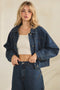 Dark Wash Boho Dotted Denim Jacket