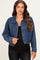 Dark Wash Boho Dotted Denim Maternity Jacket