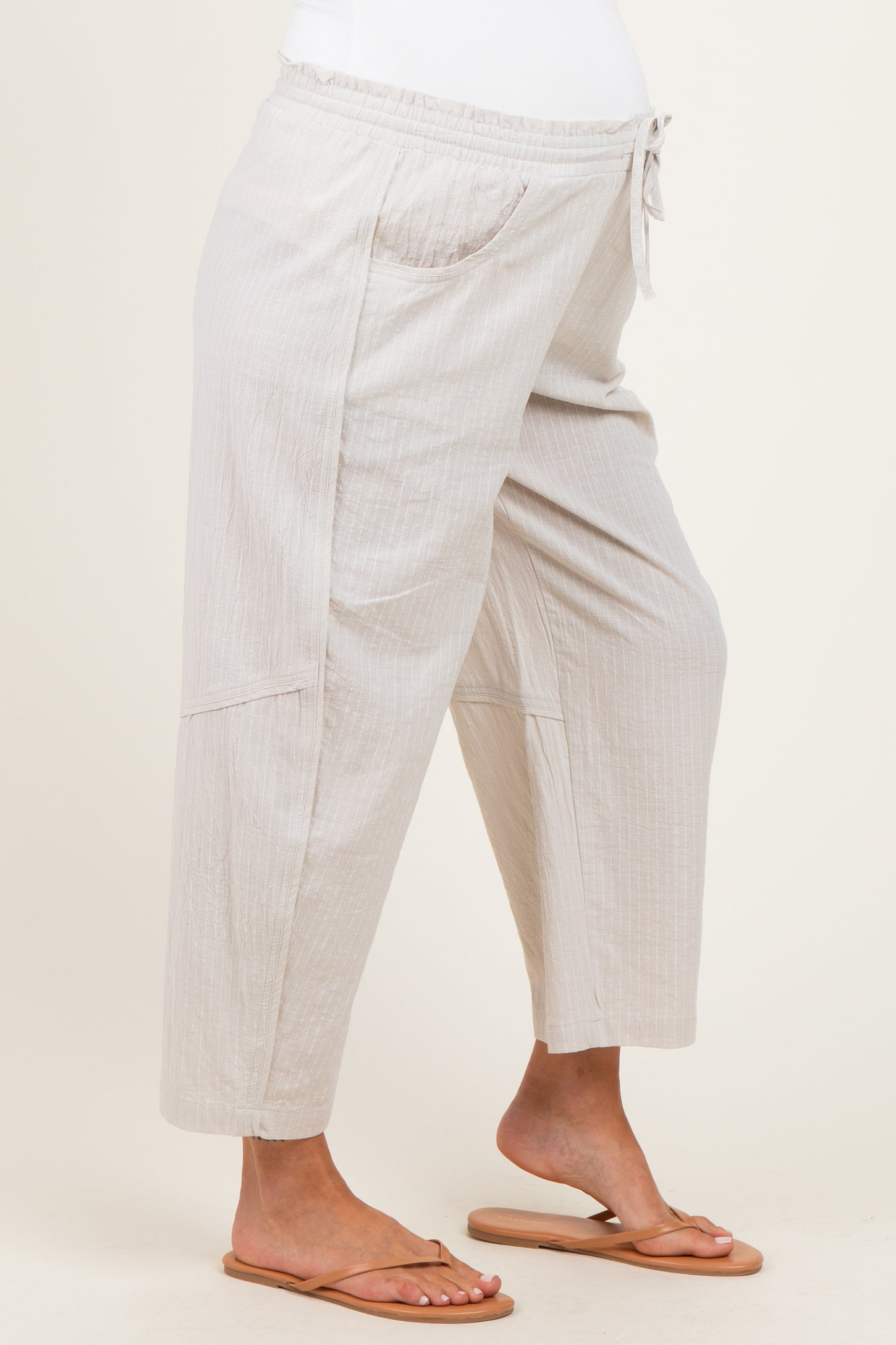 Grey Textured Maternity Pants
