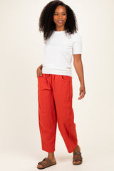 Red Textured Pants