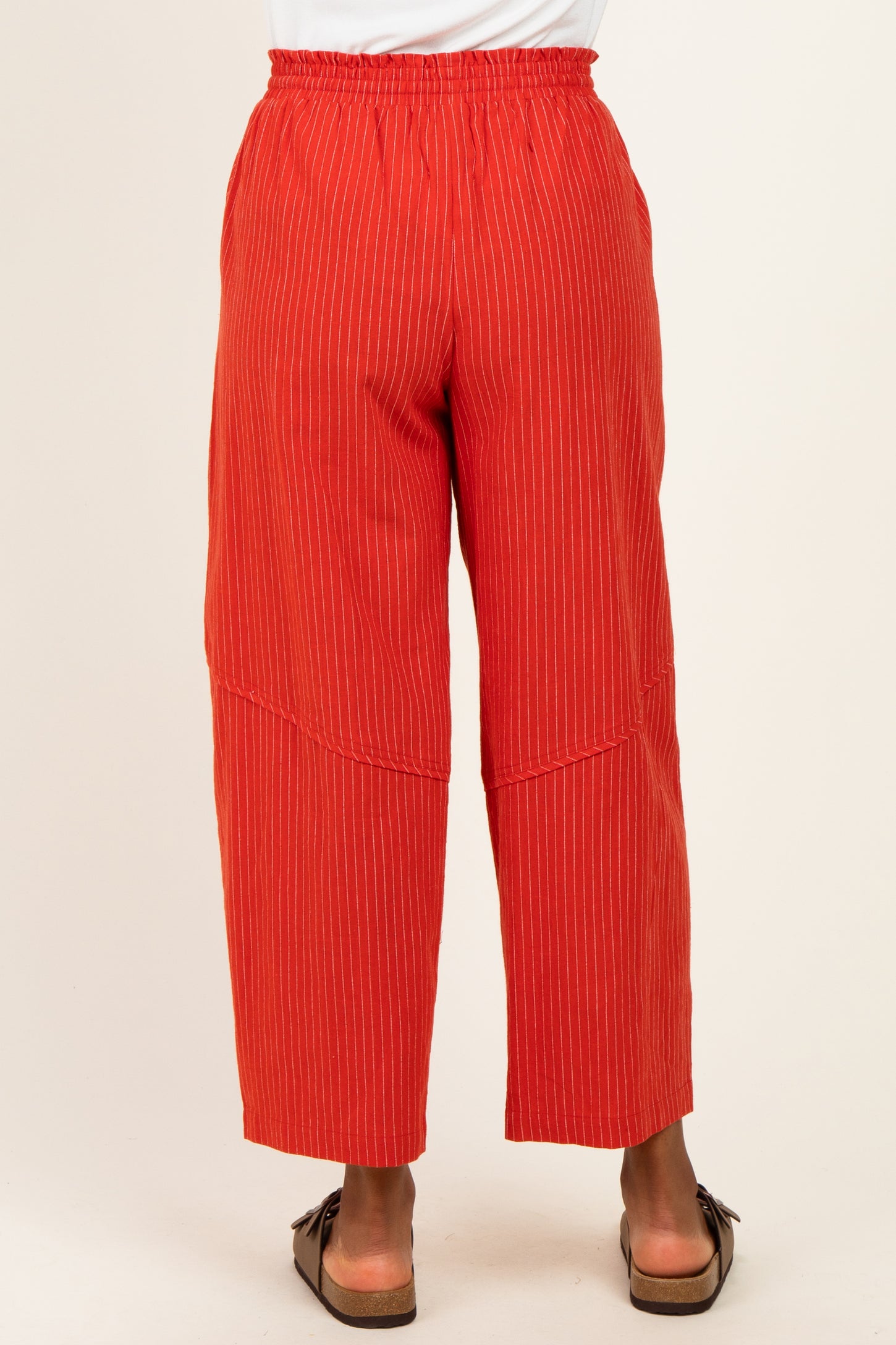 Red Textured Pants